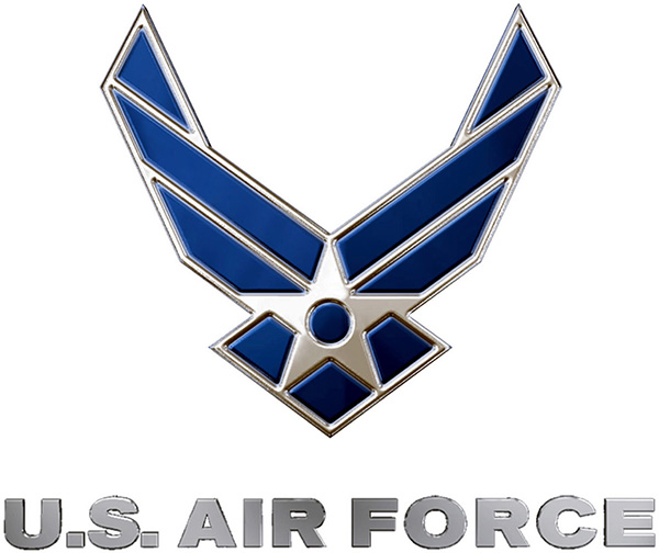 Air Force Logo - Silver and Blue 3D, with text